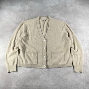 Women’s J. Crew 100% Cashmere Beige Cardigan Sweater Medium